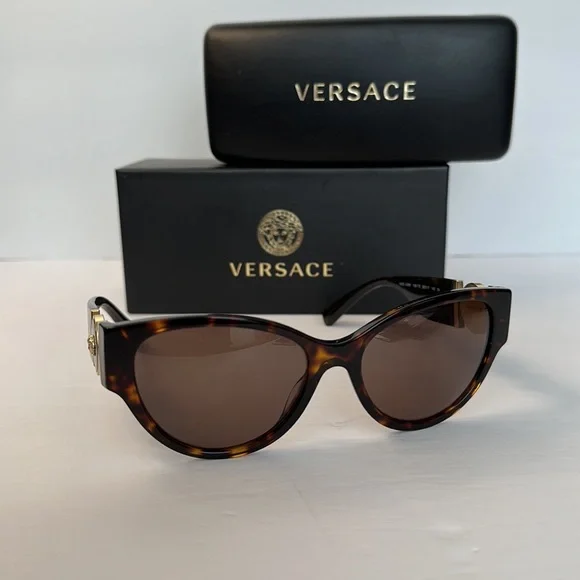 VERSACE Ladies Transparent Brown Cat-Eye Sunglasses